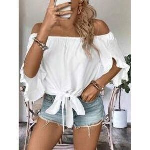 SHEIN LUNE Plus Off Shoulder Knot Hem Blouse never worn